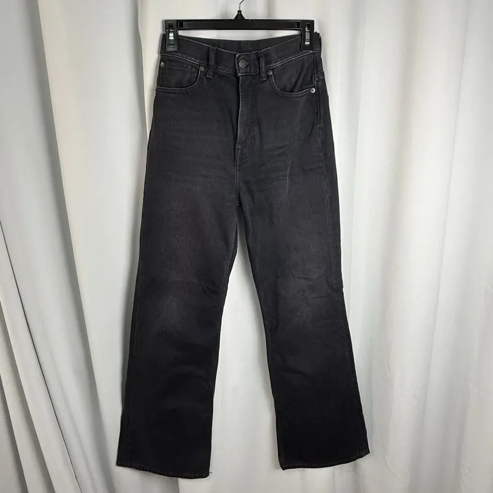 Acne Studios 1990 Washer Out Black Rigid High Waist Loose Bootcut Jeans Sz 27/30